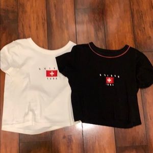 Brandy Melville black and white Suisse top